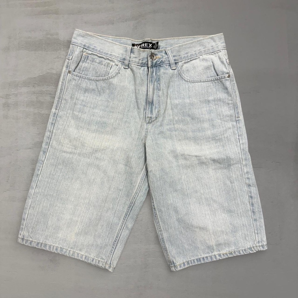 Y2K AVIREX Men's Light Wash Denim Jorts Shorts Size 34